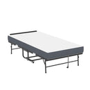 Twin Folding Bed With Adjustable Headboard, Memory Foam For Tall People, Heavy-Duty Portable On Wheels, Easy Assembly - Black by HouseOfZazla