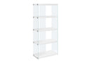 5-Tier White Bookcase with Clear Tempered Glass by HouseOfZazla