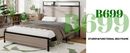 Antique Full Size Wooden Platform Bed Frame with LED Light Headboard