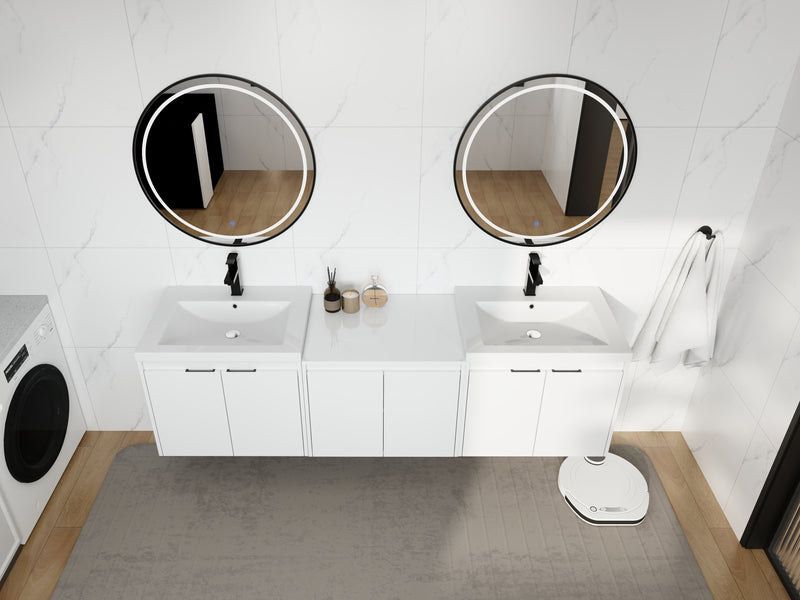 72" Bathroom Vanity With Resin Sink, Soft Close Doors and 1-Side Cabinet, photo 2 of 10