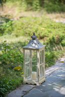 Wooden Candle Lantern Decorative, Hurricane Lantern Holder Decor For Indoor Outdoor, Home Garden - Ivory by HouseOfZazla
