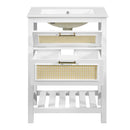 Modern Bathroom Vanity With Integrated Sink, Cabinet With 1 Deep Drawer And 1 Tip-Out Drawer