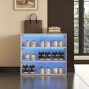 White Glass Door Shoe Storage Cabinet with RGB LED Light by HouseOfZazla
