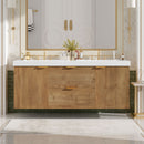 Double Sink Bathroom Vanity Soft Close Doors, Divided Drawers, Wall Mounted - Wood by HouseOfZazla