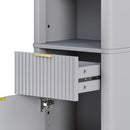 Tall Bathroom Storage Cabinet With Adjustable Shelves And 1 Drawer & Door