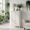 5 Drawer Tall Wide Chest Of Drawers - White by HouseOfZazla