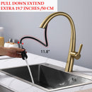 Elegant Single Handle Stainless Steel Pull Out Kitchen Faucet With High Arch Spout by HouseOfZazla