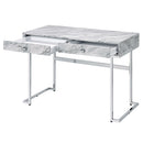 Tigress - Writing Desk - White Printed Faux Marble Top & Chrome