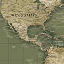 Personalized Push Pin World Map Canvas – Custom Framed