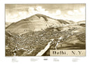 Vintage Map of Delhi, New York 1887