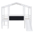 Loft House Bed With Ladder And Slide, With board And Light Strip On The Roof by HouseOfZazla