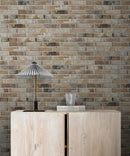 Brick Pattern Wallpaper Mural. Light Tan and Brown Color.