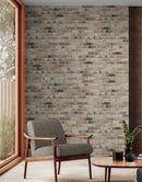 Brick Pattern Wallpaper Mural. Light Tan and Brown Color.