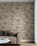Brick Pattern Wallpaper Mural. Light Tan and Brown Color.