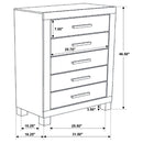 Bren - 5 Drawer Chest With Handles And Block Legs - Rustic