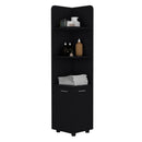 Corner Cabinet Tall With 3 Tier Shelf And 2 Door - Black by HouseOfZazla