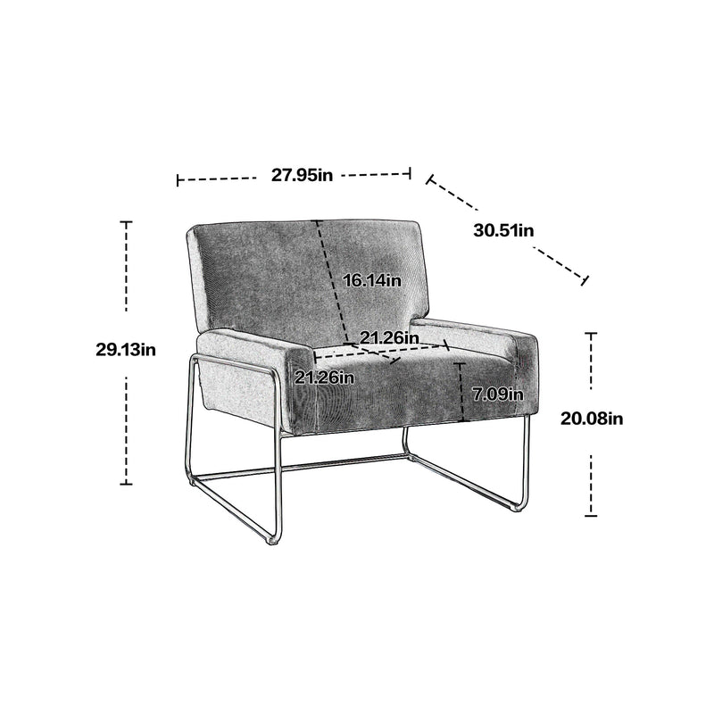 Accent Chair - Modern Industrial Slant Armchair with Metal Frame - Premium High Density Soft Single chair for Living Room Bedroom