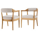 Wood Frame Upholstered Dining Chairs with Armrests (Set of 2) - Beige + Natural by HouseOfZazla
