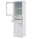 Tall Bathroom Storage Cabinet With Glass Doors, Free-Standing, Two Drawers, And Adjustable Shelves, Board, Painted Perfect For Displaying Your Favorite Items by HouseOfZazla