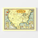 Vintage Book Lovers Map of America 1926