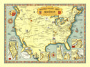 Vintage Book Lovers Map of America 1926