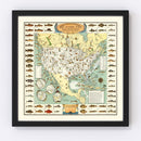 Vintage Map of Big Game Fish of America 1936