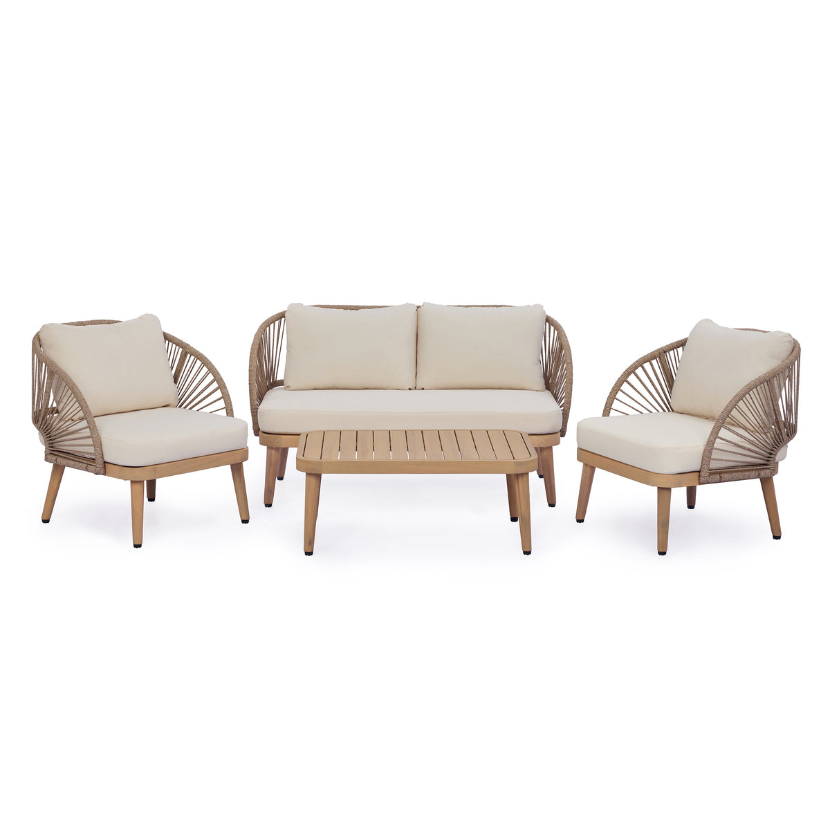 4-Piece Acacia Wood Patio Seating Set, photo 2 of 10