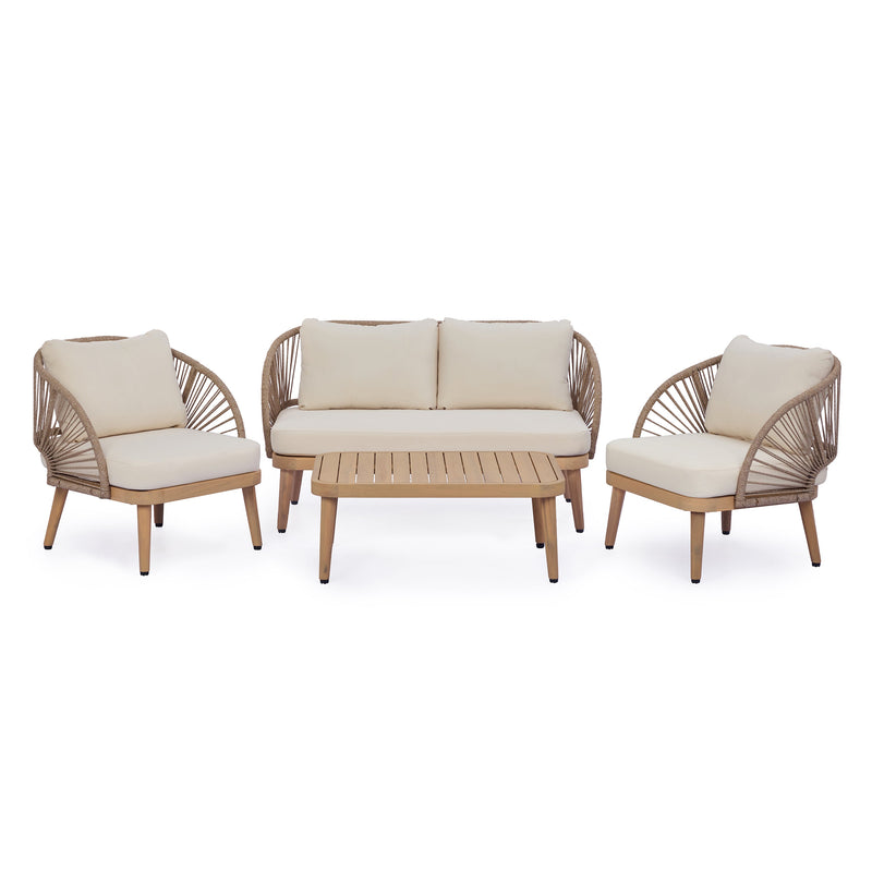 4-Piece Acacia Wood Patio Seating Set, photo 2 of 10