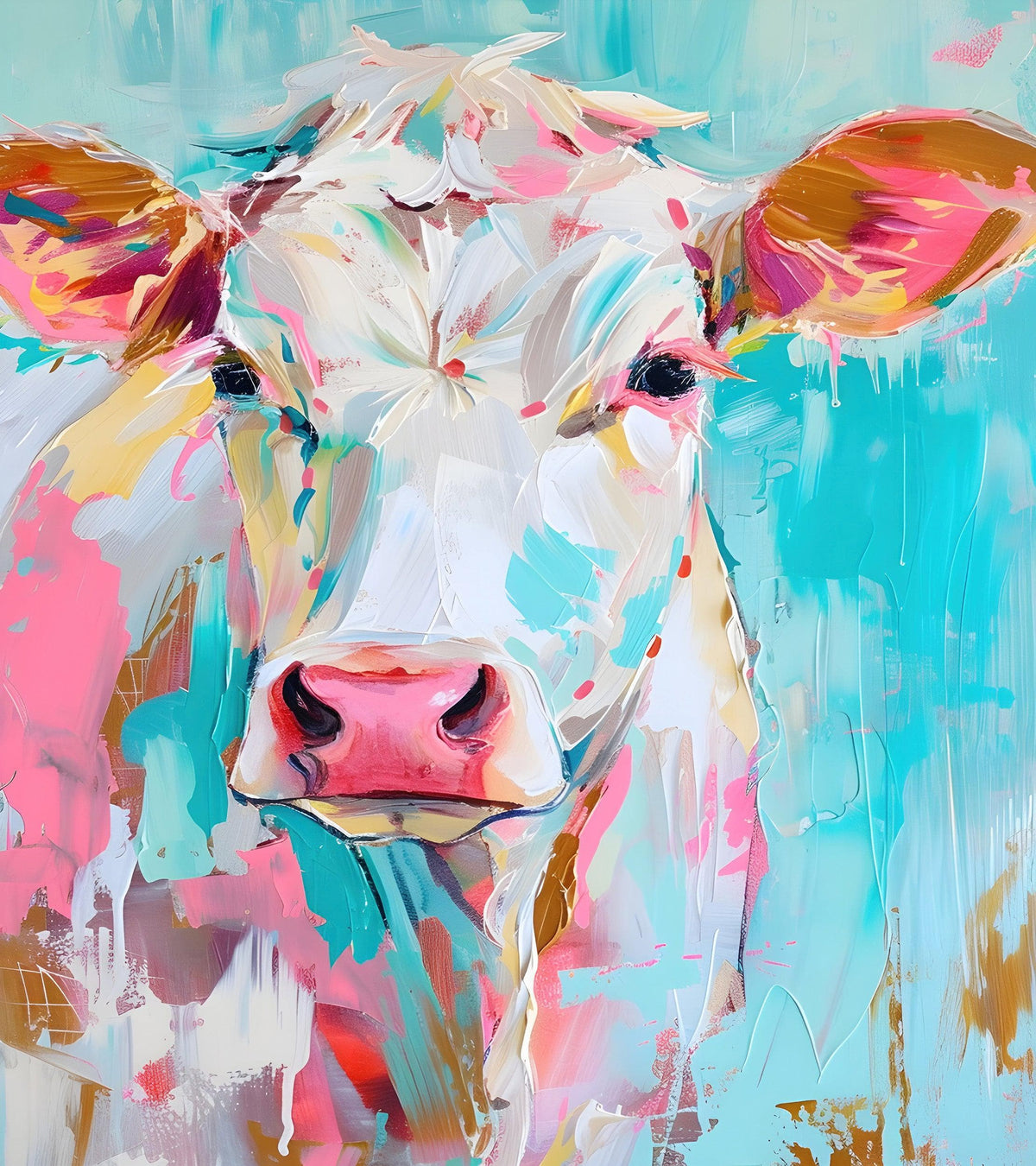 Rustic Colorful Cow Wall Mural Wallpaper. #6823, photo 4 of 8