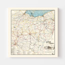 Vintage Railroad Map of Ohio 1914