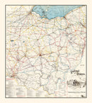 Vintage Railroad Map of Ohio 1914