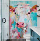 Rustic Colorful Cow Wall Mural Wallpaper.