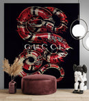 Gucci Inspired Snake Over Black Background Wallpaper Mural
