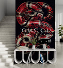 Gucci Inspired Snake Over Black Background Wallpaper Mural