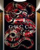 Gucci Inspired Snake Over Black Background Wallpaper Mural