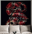 Gucci Inspired Snake Over Black Background Wallpaper Mural