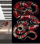Gucci Inspired Snake Over Black Background Wallpaper Mural