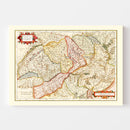 Vintage Map of Switzerland 1623