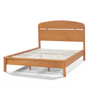 Queen Size Solid Wood Platform Bed with Curved Headboard