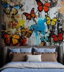 Butterflies Graffiti Style Wallpaper Mural.