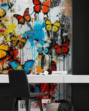 Butterflies Graffiti Style Wallpaper Mural.