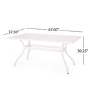 Celestine - Outdoor Cast Aluminum Dining Table With Floral Lattice Design And Umbrella Holder