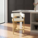 Vavona - Burl Upholstered Barrel Back Counter Height Bar Stool - Polar Off White by HouseOfZazla