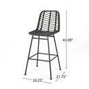 Sawtelle Outdoor Wicker Barstools (Set of 2)