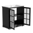 Modern Bathroom Vanity With Ceramic Sink, Tempered Blurred Glass Doors by HouseOfZazla