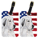 Great Pyrenees with American Flag USA Luggage Tag