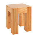 Natural Pine Wood Fluted Side Table with Elephant-Leg Design
