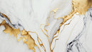 Gold Ink Splash on White Marble Slate Wall Mural Wallpaper