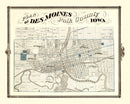 Vintage Map of Des Moines, Iowa 1875
