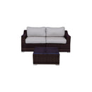 Wicker 2 Person Conversation Set, Durable Outdoor Seating With Cushions Mix - Brown Mix by HouseOfZazla